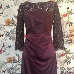 Eliza J,size 4,eggplant lace and sateen above knee